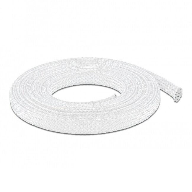 Polyester kabelsleeve | rekbaar | 12mm | wit | 10 meter