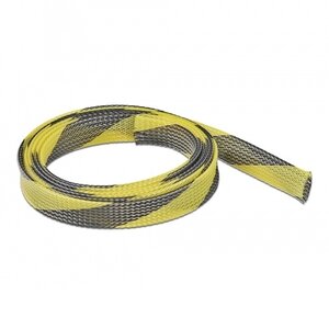 Polyester kabelsleeve | rekbaar | 19mm | zwart/geel | 2 meter