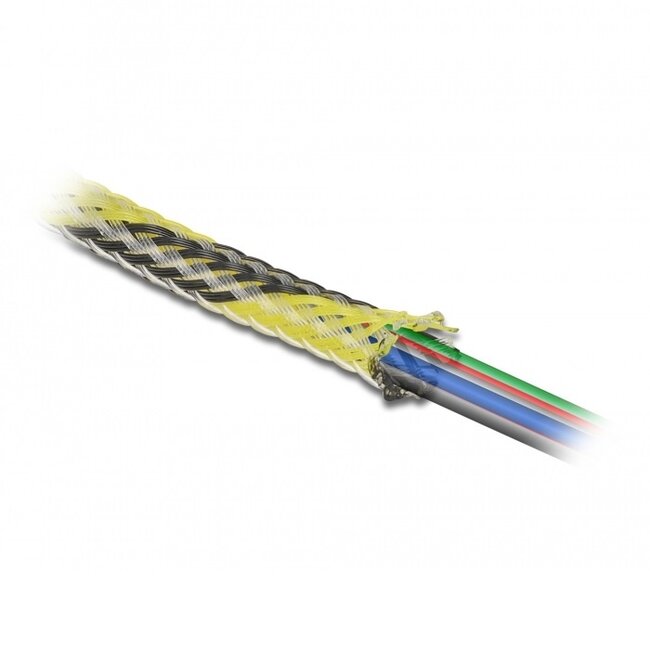 Polyester kabelsleeve | rekbaar | 19mm | zwart/geel | 2 meter