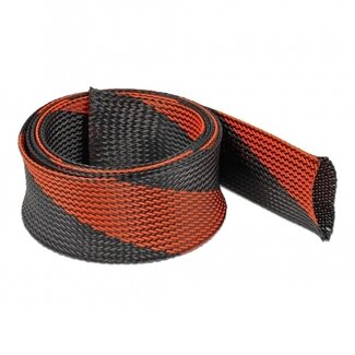 DeLOCK Polyester kabelsleeve | rekbaar | 50mm | zwart/rood | 2 meter