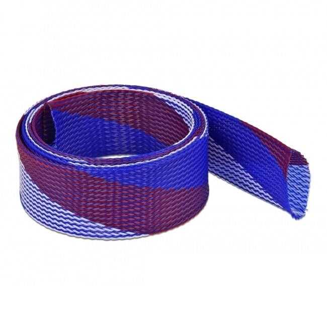 Polyester kabelsleeve | rekbaar | 50mm | blauw/wit/rood | 2 meter