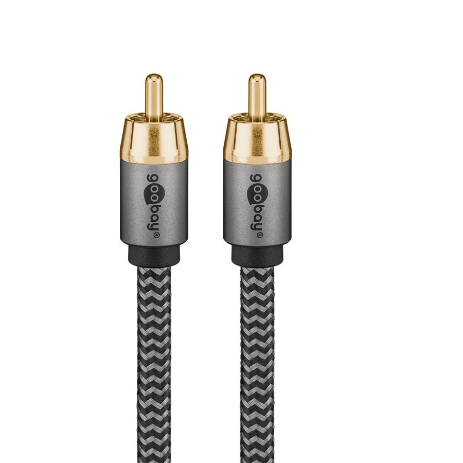 Digitale Coax Audiokabel - Verguld - Premium - Nylon Sleeve - 10 meter - Zwart/Grijs