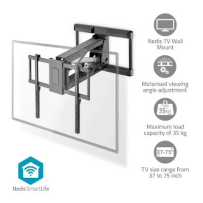 Gemotoriseerde TV-Muurbeugel | 37 - 75 " | Maximaal schermgewicht: 35 kg | Draaibaar | Minimale muurafstand: 153 mm | Maximale muurafstand: 485 mm | Afstandbestuurbaar | ABS / Staal | Zwart