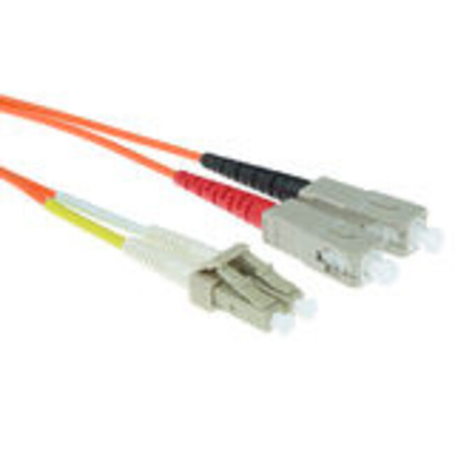 ACT 1,5 meter LSZH Multimode 50/125 OM2 glasvezel patchkabel duplex met LC en SC connectoren