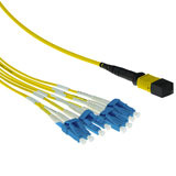 ACT RL7873 3m MPO/MTP 12x LC LSZH OS2 Geel Glasvezel kabel