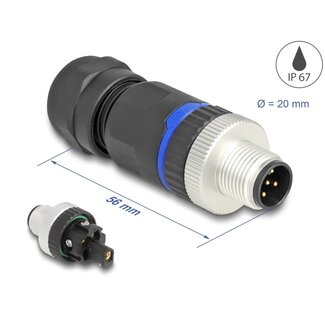 DeLOCK Delock M12 Connector A-coded 5 pin male for mounting with screw connection