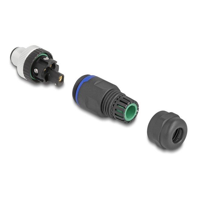 Delock M12 Connector A-coded 5 pin male for mounting with screw connection
