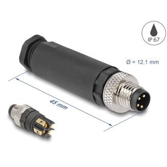 DeLOCK Delock M8 Connector A-coded 4 pin male for mounting with screw connection