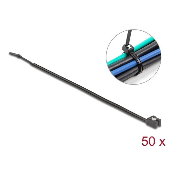 Delock Cable Tie self-cutting L 280 x W 4.8 mm 50 pieces black
