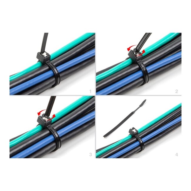 Delock Cable Tie self-cutting L 370 x W 4.8 mm 50 pieces black