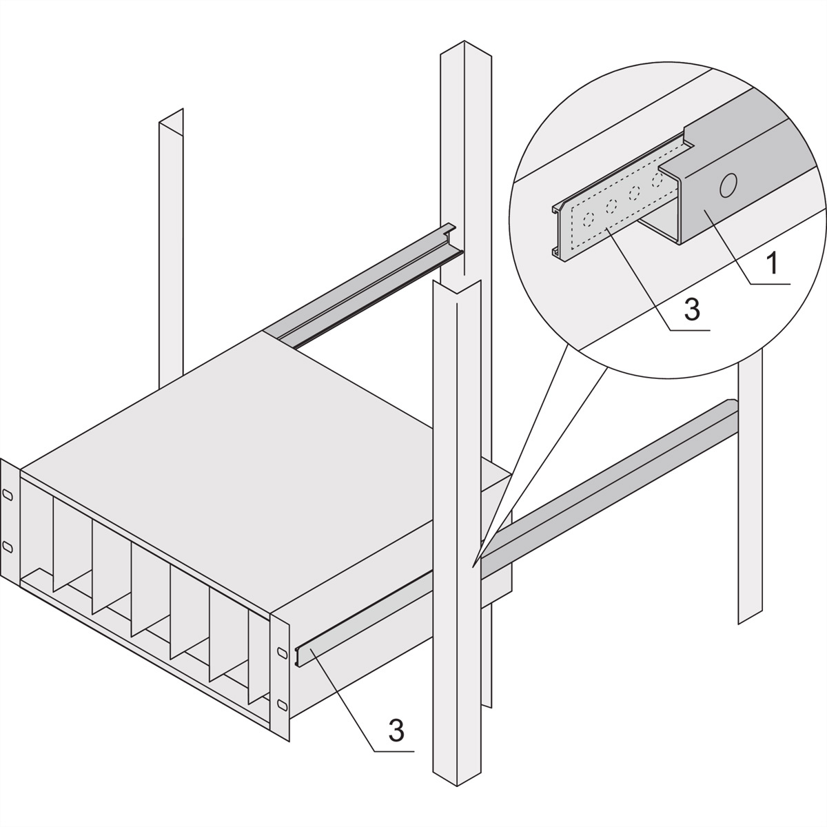 Schroff 24562453 19 inch Rails voor patchkast