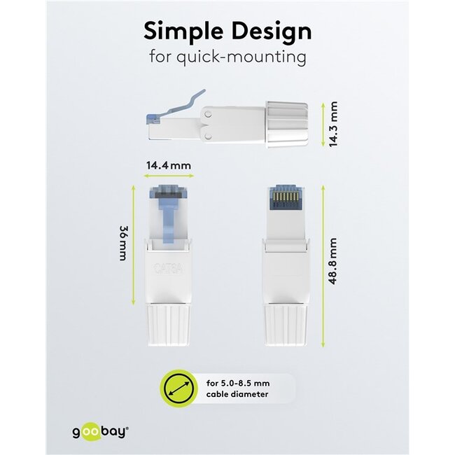 Goobay CAT 6A UTP Unshielded RJ45 Connector for Field Assembly
