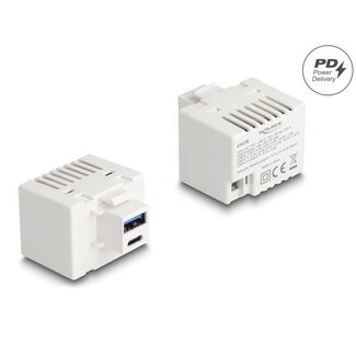 DeLOCK Delock Keystone Module with USB Type-A and USB Type-C™ Charging Port PD 20 W white