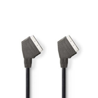 Nedis SCART-Kabel | SCART Male | SCART Male | Vernikkeld | 480p | 1.50 m | Rond | PVC | Zwart | Label