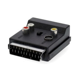 Nedis SCART-Adapter | SCART Male | S-Video Female / SCART Female / 3x RCA Female | Vernikkeld | Schakelbaar | ABS | Zwart | 1 Stuks | Doos