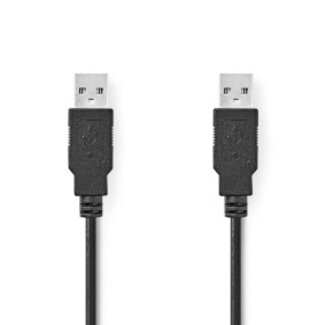 Nedis USB-Kabel | USB 2.0 | USB-A Male | USB-A Male | 480 Mbps | Vernikkeld | 1.00 m | Rond | PVC | Zwart | Label