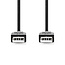 USB-Kabel | USB 2.0 | USB-A Male | USB-A Male | 480 Mbps | Vernikkeld | 1.00 m | Rond | PVC | Zwart | Label