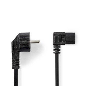Nedis Stroomkabel - Type F (CEE 7/7) Male - IEC-320-C13 - Gehoekt - Gehoekt - Vernikkeld - 10.0 m - Rond - PVC - Zwart - Label