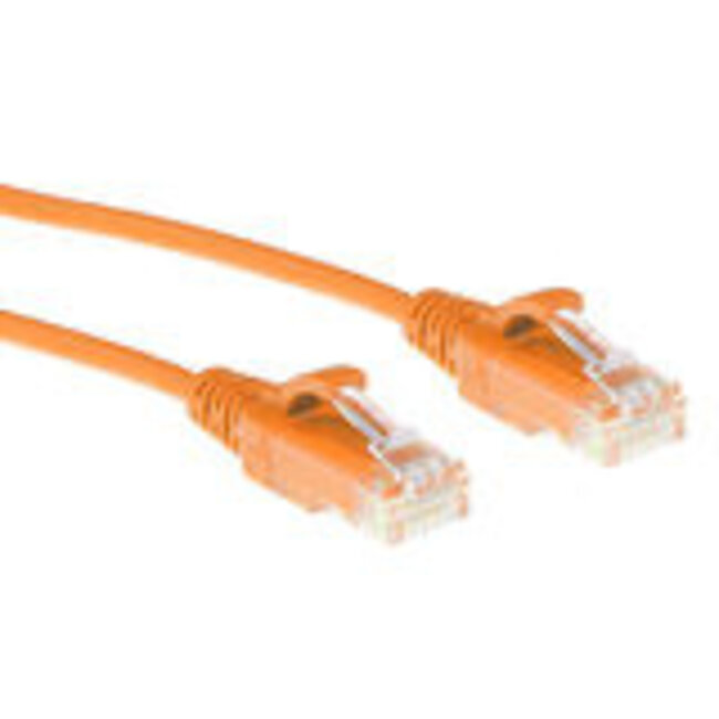 ACT Oranje 0,25 meter LSZH U/UTP CAT6 datacenter slimline patchkabel snagless met RJ45 connectoren