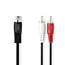 DIN-Audiokabel | DIN 5-Pins Male | 2x RCA Male | Vernikkeld | 1.00 m | Rond | PVC | Zwart | Label