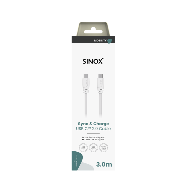 Sinox MEDIA SELECT - Aansluitkabel USB-C -USB-C 3 mtr.