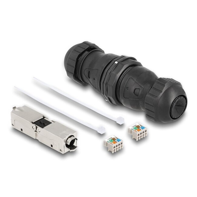 Delock Cable connector LSA to LSA Cat.6A IP68 dust and waterproof black