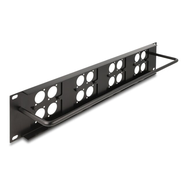 Delock D-Type 19″ Patch Panel with 4 D-Type plates 86 x 86 mm and 4 ports 2U black
