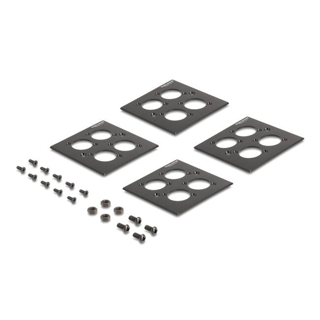 Delock D-Type 19″ Patch Panel with 4 D-Type plates 86 x 86 mm and 4 ports 2U black