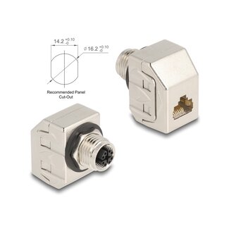 DeLOCK Delock M12 Adapter X-coded 8 pin female to RJ45 jack Cat.6A STP metal