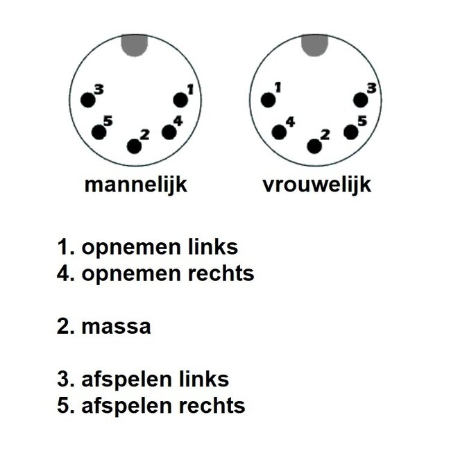 Sinox GO DIN 5-pins (v) - 2x Tulp stereo (m) adapter (recorder - versterker) | 0,20 meter