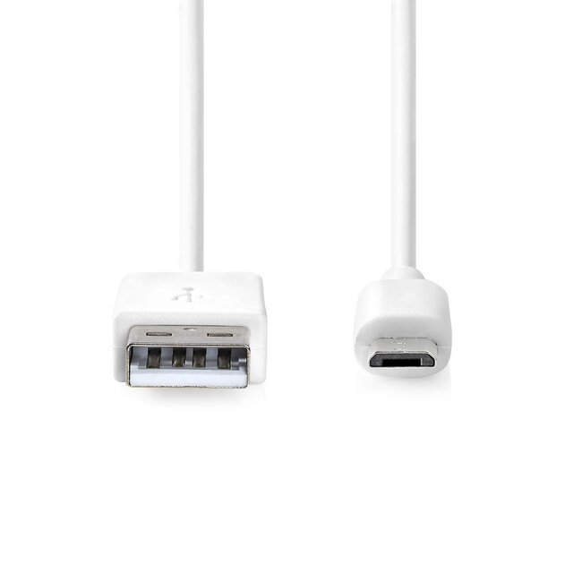 Nedis Micro USB naar USB kabel | USB2.0 | tot 2A | wit | 1 meter
