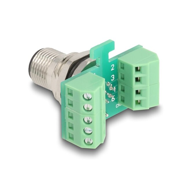 Delock M12 Transfer Module Adapter 8 pin A-coded male to 9 pin terminal block for installation