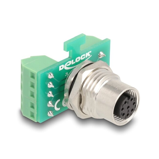 Delock M12 Transfer Module Adapter 8 pin A-coded female to 9 pin terminal block for installation