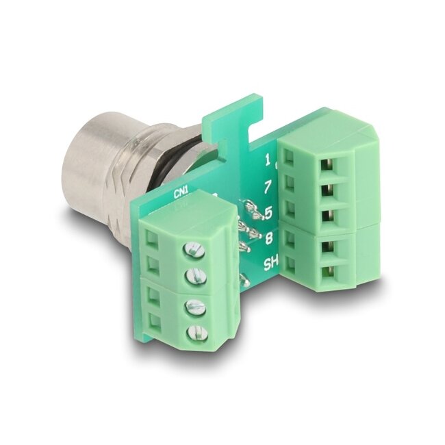 Delock M12 Transfer Module Adapter 8 pin A-coded female to 9 pin terminal block for installation