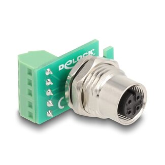 DeLOCK Delock M12 Transfer Module Adapter 4 pin A-coded female to 5 pin terminal block for installation