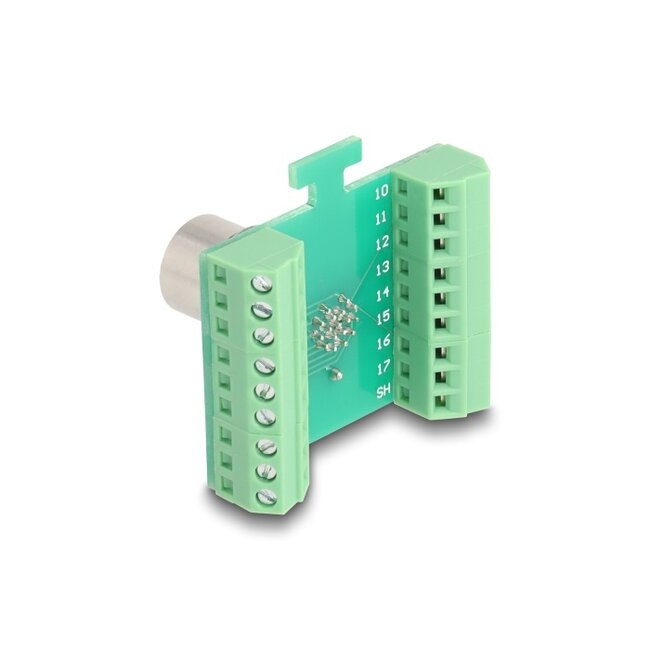 Delock M12 Transfer Module Adapter 17 pin A-coded female to 18 pin terminal block for installation