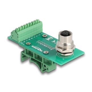 DeLOCK Delock M12 Transfer Module Adapter 8 pin A-coded female to 9 pin terminal block for DIN rail