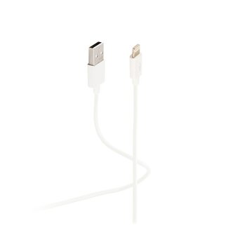 S-Impuls Flexline®--USB Lade-Sync Kabel, USB A Stecker auf 8-Pin Stecker, 2.0, ABS, weiß, 1,5m