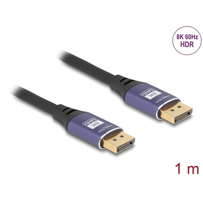 Delock DisplayPort Cable 8K 60 Hz 1 m lila metal
