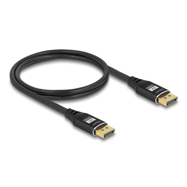 Delock DisplayPort Kabel 8K 60 Hz 1 m schwarz Metall
