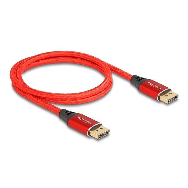 Delock DisplayPort Cable 16K 60 Hz 1 m red metal
