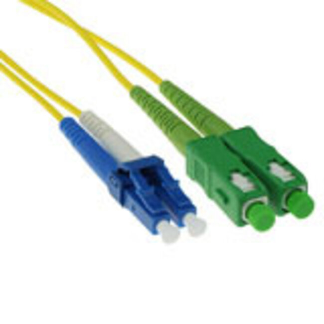 ACT 15 meter LSZH Singlemode 9/125 OS2  glasvezel patchkabel duplex met SC/APC en LC/UPC connectoren