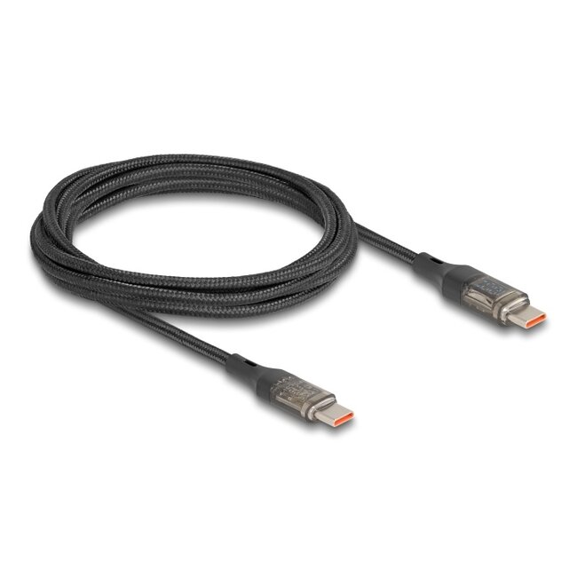 Delock USB 2.0 Data and Fast Charging Cable USB Type-C™ male to male PD 3.0 100 W with power indication transparent 2 m