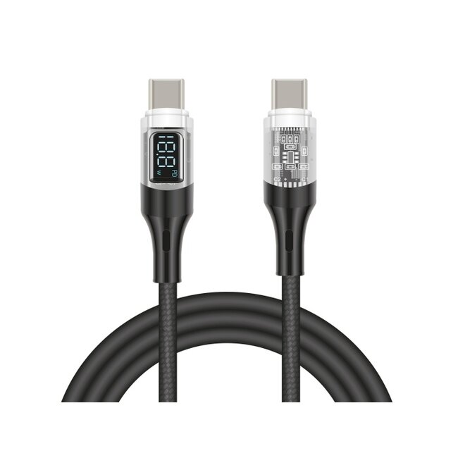 Delock USB 2.0 Data and Fast Charging Cable USB Type-C™ male to male PD 3.0 100 W with power indication transparent 2 m