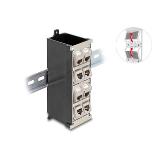 DeLOCK Delock Keystone Holder 8 port tiltable for DIN rail or wall mounting