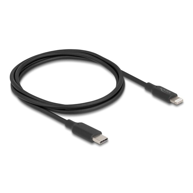 Delock Slim Data and Charging Cable USB Type-C™ to Lightning™ for iPhone™, iPad™, iPod™ black 1 m MFi