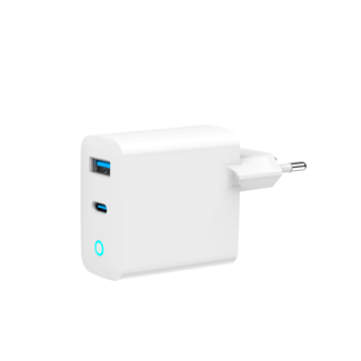 Gembird 2-poorts 30 W GaN USB snellader, LED, wit