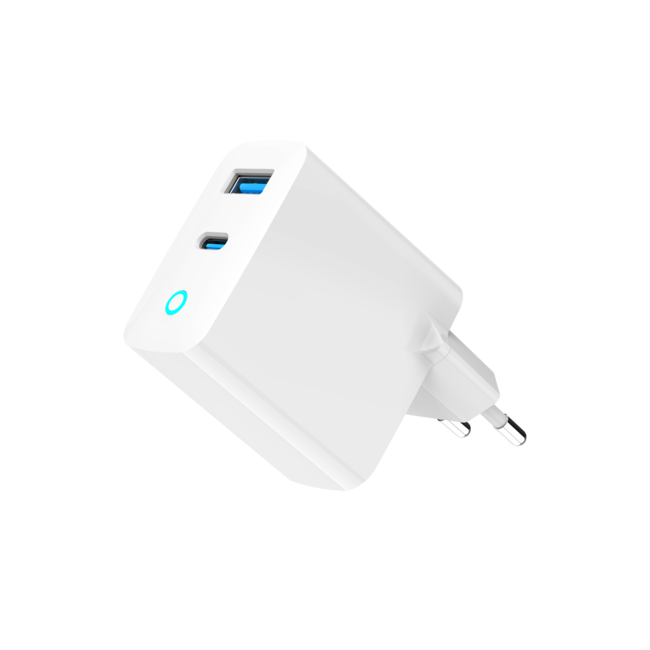 2-poorts 30 W GaN USB snellader, LED, wit