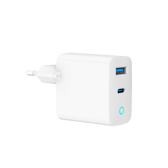 2-poorts 65 W GaN USB snellader, LED, wit