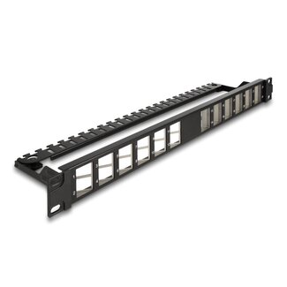 DeLOCK Delock 19″ Keystone Patch Panel 24 port angled with strain relief black